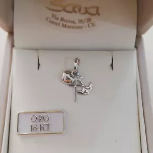 Ciondolo oro bianco 750 18 KT, Fede Speranza Carità,Croce,Cuore,Ancora - Foto 1 di 11