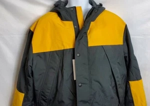 American Eagle All Weather Parka Jacket Black/Yellow Size S MSPR $129.95 - Picture 1 of 6