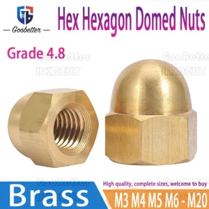 M3 M4 M5 M6 M8 M10 M12 M14 M16 M18 M20 Brass Dome Nuts Hex Hexagon Domed Nuts - Picture 1 of 18