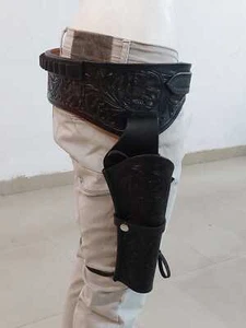 Western Gun Holster Dual Belt Leather Revolver Pistol .22 .35/357 .44/45 Caliber - Picture 1 of 7