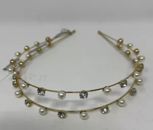 Diadema para mujer Jennifer Behr Risa dorada imitación perla cristal talla única - Imagen 1 de 8