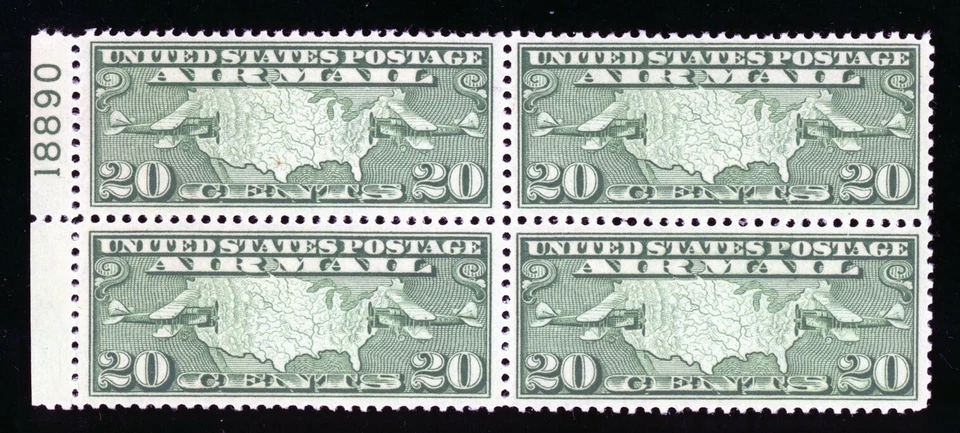 US Stamp #C9 Maps & Planes 20c - Plate Block of 4 - MNH - Image 1 of 1