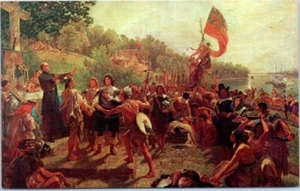 Desembarco de Colonos de Maryland San Clemente Arte Nativo Americano - Postal - Imagen 1 de 2