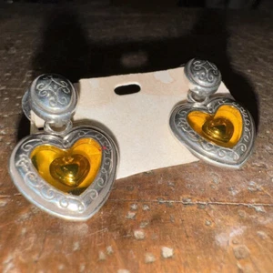 Brighton HIDDEN HEART Earrings Free Floating Silver Plate Dangle Drop Post NWOT - Picture 1 of 6