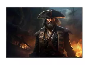 Sea Pirate Oil Painting Print On Canvas-Vintage Home Art Wall Decoration - Picture 1 of 8