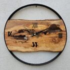 Nowy designerski metal oliwkowy dekoracja ścienna zegar lite drewno antyk ręcznie rzeźbiony styl