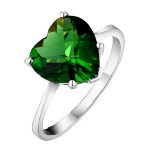 R0190G Mt. Anillo de plata esterlina St. Helens verde helenita 10 mm 2 quilates en forma de corazón - Imagen 1 de 9