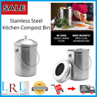 NEW Stainless Steel Compost Bin  Airtight Lid 1.3Gallon Includes Charcoal Filter