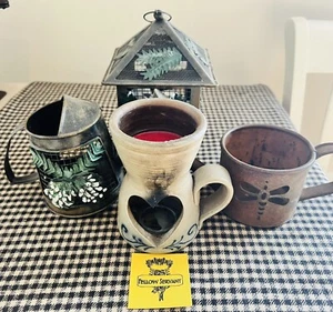 Primitive Tea Light Lot Includes Maple City Pottery - Picture 1 of 7