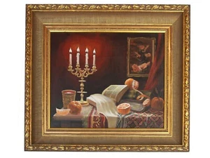 Vintage Judaica Oil Painting - Still Life by Efraim Moskowitz - Picture 1 of 7