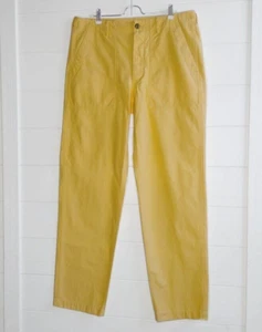 Wallace & Barnes Pants Mens Size 34x36 act. 34x34 Yellow Cotton Canvas Pockets - Picture 1 of 13