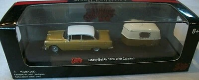 Malibu International CHEVY BEL AIR 1955 with CARAVAN DieCast 1:87 Scale NEW - Image 1 of 4