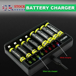 8 ranuras Cargador de batería inteligente Pantalla LED para baterías recargables AA/AAA NiMH - Imagen 1 de 8