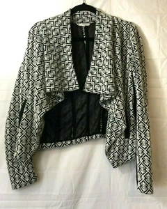41 Hawthorne Black/White Women’s Size S Long Sleeve Open Waterfall Cardigan - Imagen 1 de 6