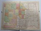 Large Format 1905 COLOR Rand McNally Map Atlas Page Oklahoma & Indian Territory