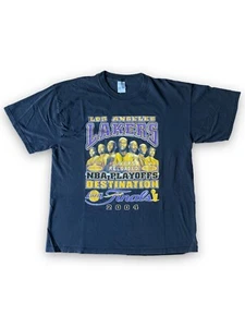 Vintage Y2K 2004 Los Angeles Lakers NBA Playoffs T-Shirt Black Size XL Kobe Shaq - Picture 1 of 4
