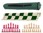 Green Archer Single Weight Chess Set - Board Bag w/ Red & Natural Pieces