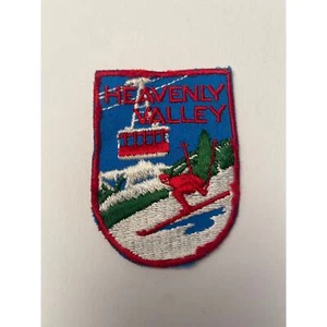 Vintage HEAVENLY VALLEY Lake Tahoe California Ski Patch Skifahrer Gondel blau rot  - Bild 1 von 5
