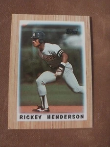 1987 Rickey Henderson Topps mini Leaders tarjeta de béisbol #64 Nueva York Yankees a's Mets - Imagen 1 de 2