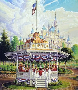 Disney Disneyland Pavillon Musikpavillon Nelke Plaza Schloss SIGNIERT A/P Souders - Bild 1 von 2