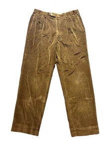 Pantaloni pieghettati The J. Peterman Co. in velluto a coste marrone taglia 34 X32 Made Canada Preppy - Foto 1 di 7