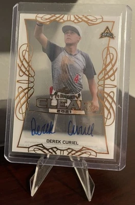 ⚾️ 2021 Leaf Trinity Clear Derek Curiel Rookie Auto LSU RC - Image 1 of 2