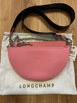 Longchamp Smile Half Moon Pink Leather Crossbody Clutch Bag New with Dust Bag - Image 1 of 4