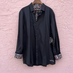 Camicia Rock Roll n Soul nera con bottoni ricamata ali chitarra nuova con etichetta taglia 3XL - Foto 1 di 9