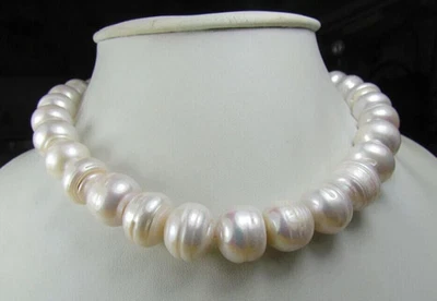 Huge 10-11mm Natural South Sea White Baroque Pearl Necklace 18''~White - Image 1 of 4