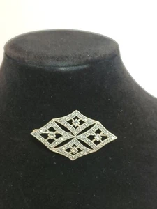 Exquisite Sterling Silver Marcasite Art Deco Style Pin Brooch SIgned 925A - Picture 1 of 15