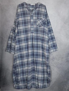 The Vermont Country Store Nachthemd Herren XL / 2XL blau kariert Schlafhemd Henley - Bild 1 von 22