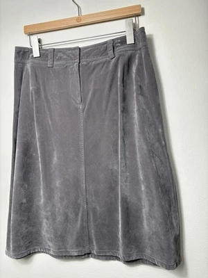 J. Jill Corduroy A-line Skirt Women's 12 1Rayon Grey Soft Lustrous Relaxed Drape - Image 1 of 4