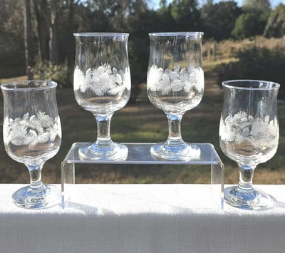 4 copas de vino Libbey detalles navideños piña grabada 12 oz. Copa de té de agua Foto 1 de 4