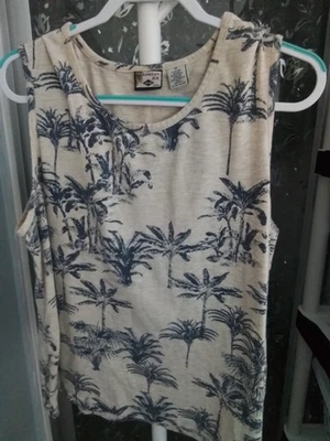 Карибский Joe бежевый темно-синий пальмы Майка женщин 2 X хлопок - Изображение 1 из 3