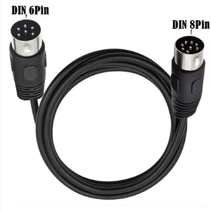 MIDI 8 Pin Din Male To DIN 6 Pin Male Audio Data Signal Adapter Converter Cable - Picture 1 of 7
