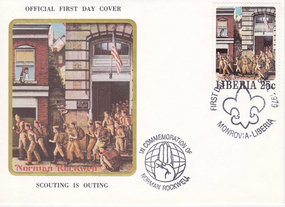 1979 LIBERIA SCOUTING / NORMAN ROCKWELL COMMEM.FDC COVER - SCOUTING IS OUTING - Image 1 of 1
