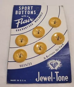 Bottoni sportivi vintage tono gioiello con tocco giallo 6 su cartoncino 9/16" 14mm 5025/23 - Foto 1 di 6