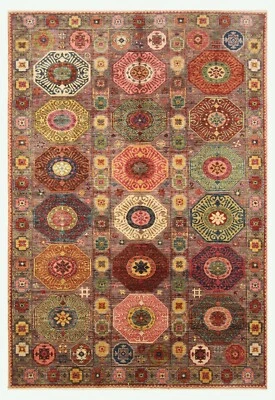 6 x 8 ft Purple Samarkand Afghan Hand Knotted Veg dye Wool Oriental Area Rug - Image 1 of 4