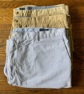 SET OF THREE LOT Polo Ralph Lauren Shorts Mens 50B 50G Seersucker Chino - Picture 1 of 15