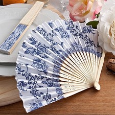 BOMBONIERA segnaposto VENTAGLIO bianco rose blu cobalto MATRIMONIO cod 1511
