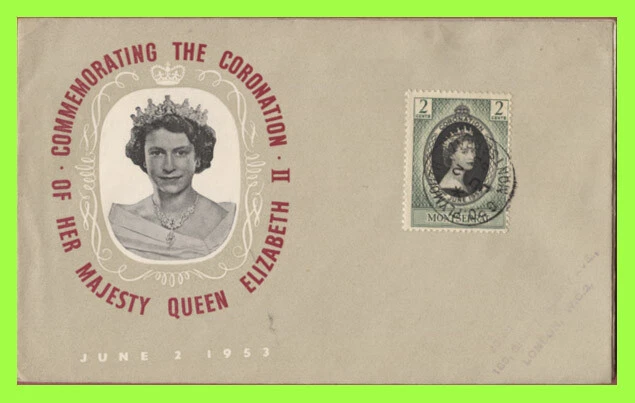 Montserrat 1953 QEII Coronation on Lister First Day Cover , Plymouth - Image 1 of 1