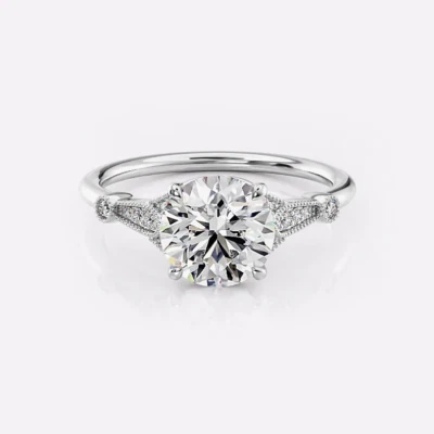 Diamond Engagement Ring 18k White Gold Lab Grown Round Cut1.70 Ct IGI Certified  - Image 1 of 4
