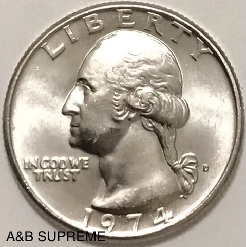 1974 D Washington Quarter Dollar Gem Bu Uncirculated Cover