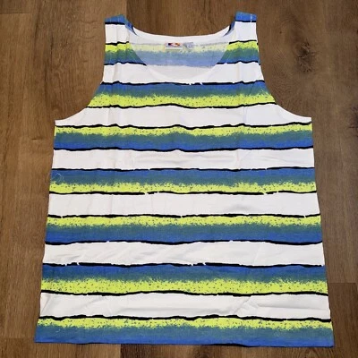 NOS Vintage Tank Top shirt Mens XL Castaways Neon All Over Print Jams Surf 80s - Image 1 of 4