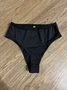 🍷Young & Reckless black high waisted high hip bikini bottoms size large - Picture 1 of 6