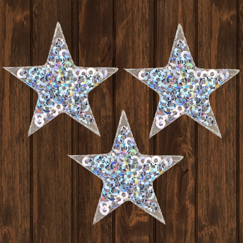 Sequin Star Embroidered Patch — 3-Pack — Iron On - Image 1 of 1