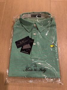 NEW 2024 Masters Clubhouse Collection Green Striped Polo Shirt MEDIUM NWT
