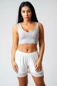 Women's White Bloomer Pants Ladies Comfy Summer Beach Hugging High Waist Shorts - Picture 1 of 10