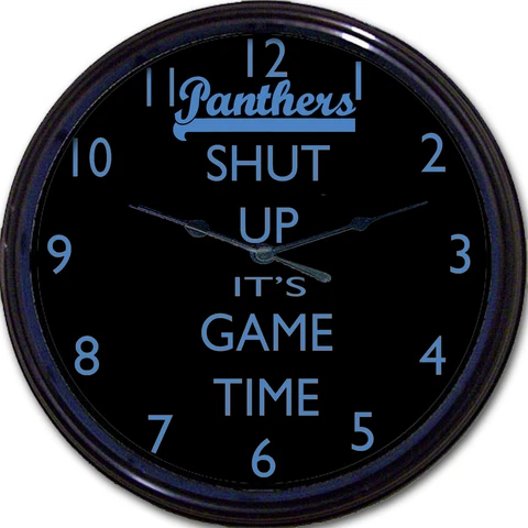 Carolina Panthers Shut Up It's Game Time Wall Clock NFL Football Man Cave 10" Cover