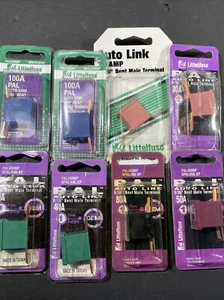 8- Fusibles terminales macho doblados de enlace automático LITTELFUSE PAL 9/16"", 30a 40a 50a 80a 100a - Imagen 1 de 3